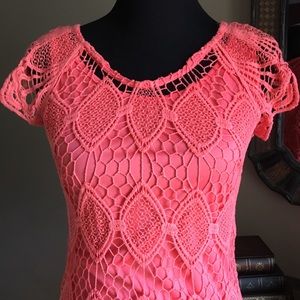 CORAL AMERICAN RAG MACRAMÉ TANK DRESS MEDIUM
